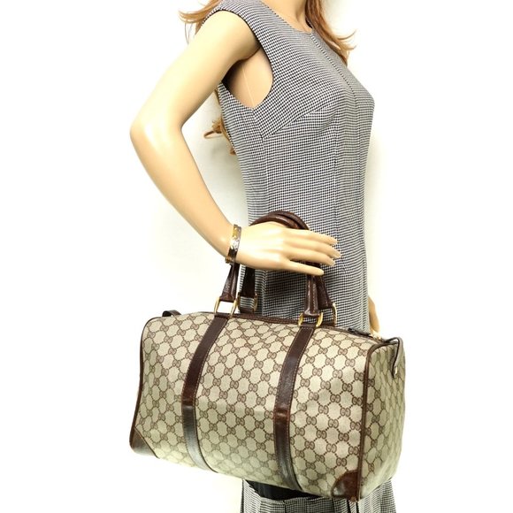 Gucci Handbags - Auth Gucci Gg Brown Boston Satchel Hand #2994G16